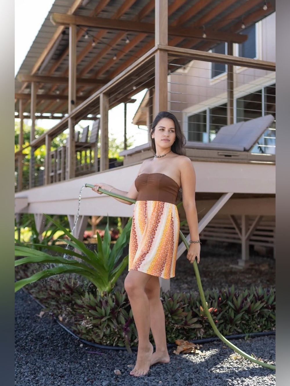 Lei Kinis Ma’alahi Pua Kenikeni Strapless Mini Dress or Tube Top Small Like New!